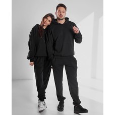 Спортивный (ЖЕНСКИЙ) )костюм в стиле FAMILY LOOK (кофта с капюшоном+брюки с манжетой) черный