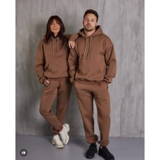 Спортивный (ЖЕНСКИЙ) )костюм в стиле FAMILY LOOK (кофта с капюшоном+брюки с манжетой) мокко