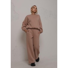 Спортивный теплый костюм (кофта+прямые штаны) турецкая трехнить мокко