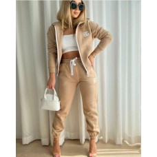 Теплый спортивный костюм BG (трехнить на флисе) кофта+штаны беж
