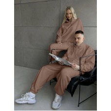 Спортивный костюм из флиса (кофта воротник стойка на молнии+брюки с резинкой по низу) мокко