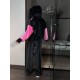 Костюмчик из плюшевого велюра oversized (свободная кофта+штаны) черный