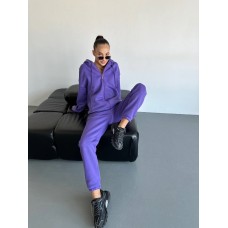Спортивный костюм (флис) (кофта с капюшоном+карманами на молнии+брюки с манжетой) фиолетовый
