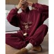 Теплый спортивный костюм на флисе (кофта с накатом+брюки) бордо