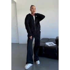 Спортивный костюм (кофта на молнии с капюшоном+свободные брюки) черный