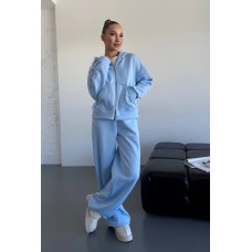 Спортивный костюм (кофта на молнии с капюшоном+свободные брюки) голубой