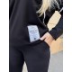 Спортивный костюм из двухнитки с кантом (кофта на молнии+брюки) черный