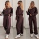 Спортивный костюм (кофта с воротником стойкой на молнии+брюки со стрелками+низ на резинке) шоколад