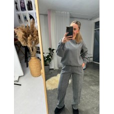 Вельветовый спортивный костюм (кофта низ на резинке+брюки со стрелками) серый