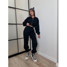 Спортивний костюм (кофта  резинкой по низу+штаны) черный