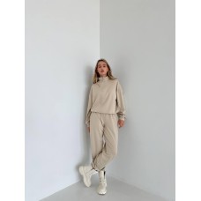 Спортивный свободный костюм (кофта+штаны) двухнить беж