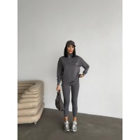 Спортивный костюм кофта на молнии+лосины (Микродайвинг) серый