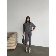 Спортивный костюм кофта на молнии+лосины (Микродайвинг) серый