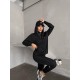 Спортивный костюм кофта на молнии+лосины (Микродайвинг) черный