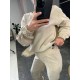 Вельветовый спортивный костюм (кофта низ на резинке+брюки со стрелками) светло-бежевый