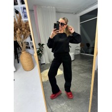 Вельветовый спортивный костюм (кофта низ на резинке+брюки со стрелками) черный