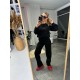 Вельветовый спортивный костюм (кофта низ на резинке+брюки со стрелками) черный