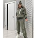 Флисовый теплый спортивный костюм (кофта с капюшоном+штаны) хаки