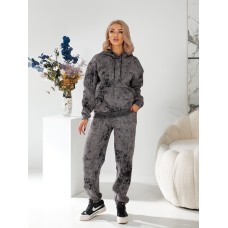 Спортивный костюм (Кофта свободного кроя с капюшоном+Брюки джоггеры) серый