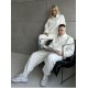 Спортивный костюм из флиса (кофта воротник стойка на молнии+брюки с резинкой по низу) молочный