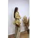 Молодежный костюм (рубашка oversize+юбка) принт клетка желтый