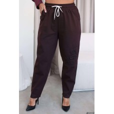 Джинсы baggy с накатом +талия на резинке шоколад