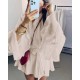 Легкое платье oversize с рукавами-воланами+поясом на талии бежевый