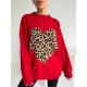 Удлиненный свитер в стиле Oversize с сердечком красный