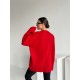 Удлиненный свитер в стиле Oversize с сердечком красный