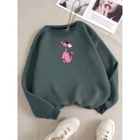 Теплая кофта с круглой горловиной из двухнитки с накатом ТИГРЕНОК графит