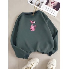 Теплая кофта с круглой горловиной из двухнитки с накатом ТИГРЕНОК графит