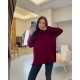 Свитер-туника Oversize с высокой горловиной бургунди