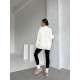 Удлиненный свитер в стиле Oversize с сердечком молочный