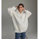 Худи Oversize манжеты из основной ткани глубокий капюшон шнурочки белый