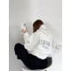 Худи Oversize манжеты из основной ткани глубокий капюшон шнурочки белый