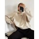 Худи Oversize манжеты из основной ткани глубокий капюшон шнурочки светлый беж