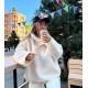 Анорак (кофта) свободного кроя из мягкого меха воротник на кнопках молочный