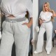Трикотажные брюки прямого кроя из двухнитки+поясом на резинке меланж