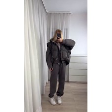 Спортивный костюм (брюки низ на манжете+кофта на молнии) двухнитка графит