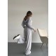 Удобный костюм (кофта укороченная с  двойным  капюшоном+ широкие брюки) велюр спорт меланж