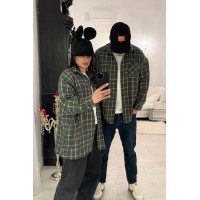 Мужская рубашка из фланели в клетку графит