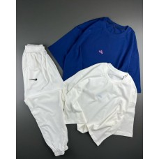 Спортивный костюм (Футболка свободного кроя+спортивные брюки с манжетами) белый