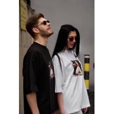 Оверсайз унисекс футболка с накатом белый