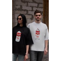 Оверсайз унисекс футболка с накатом БУТЫЛКА белый
