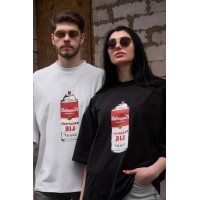Оверсайз унисекс футболка с накатом БУТЫЛКА черный