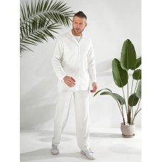 Легкий мужской костюм (прямого кроя брюки+рубашка с отложным воротником) белый