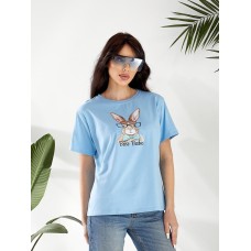 Футболка с забавным принтом в очках RABBIT голубой