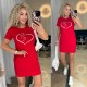Базовое трикотажное мини платье с карманами красный