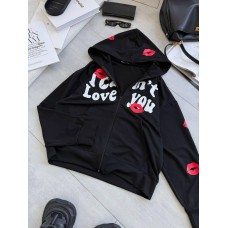 Худи Oversize с поцелуями черный