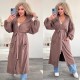 Трикотажный кардиган с объмными рукавами и капюшоном кофейный
